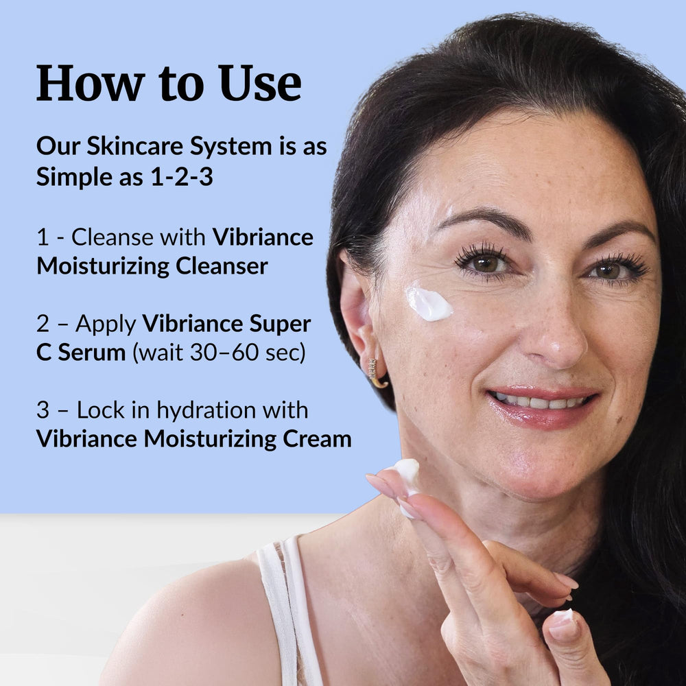 Vibriance Moisturizing Cream applied to the face for smooth daytime hydration