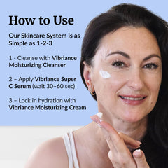 Vibriance Moisturizing Cream applied to the face for smooth daytime hydration