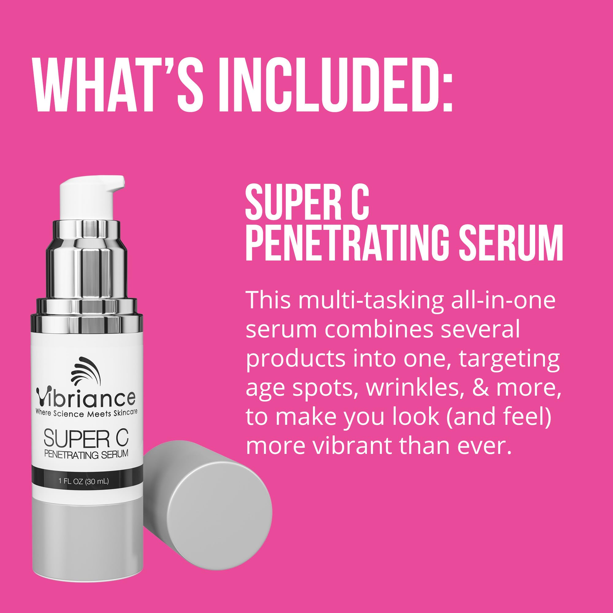 Vibriance Retinol Serum night-treatment bottle detail highlights evening rejuvenation potential