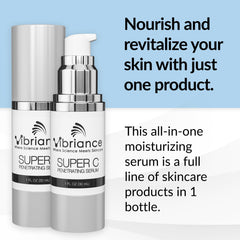 Vibriance Super C Serum being applied, suggesting smoothing and potential firming benefits