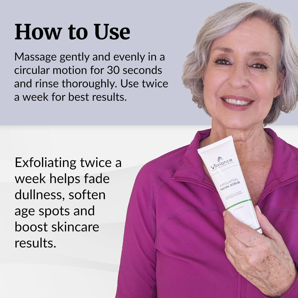Vibriance Ultra-Gentle Face Scrub coconut-oil ingredients highlight hydration.