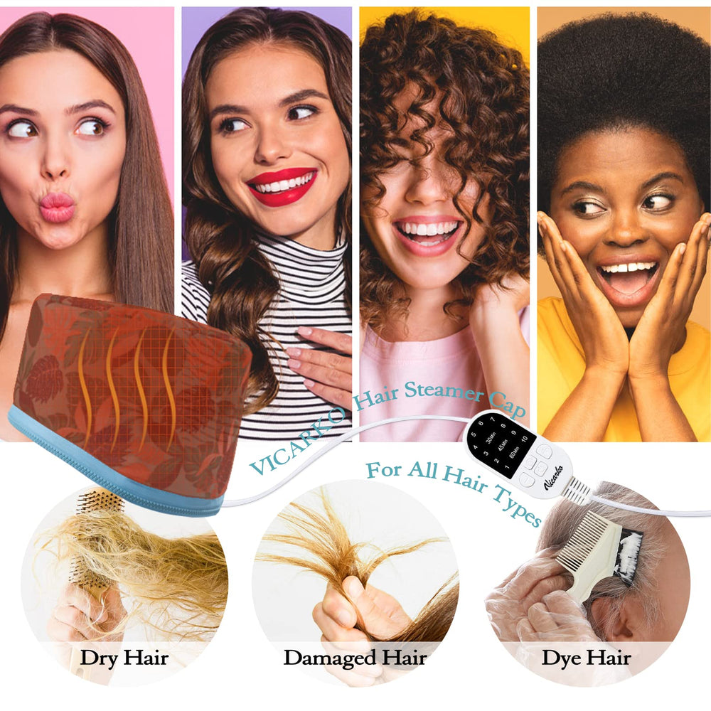 VICARKO Hair Steamer control panel illustrates precise temperature control and timer settings