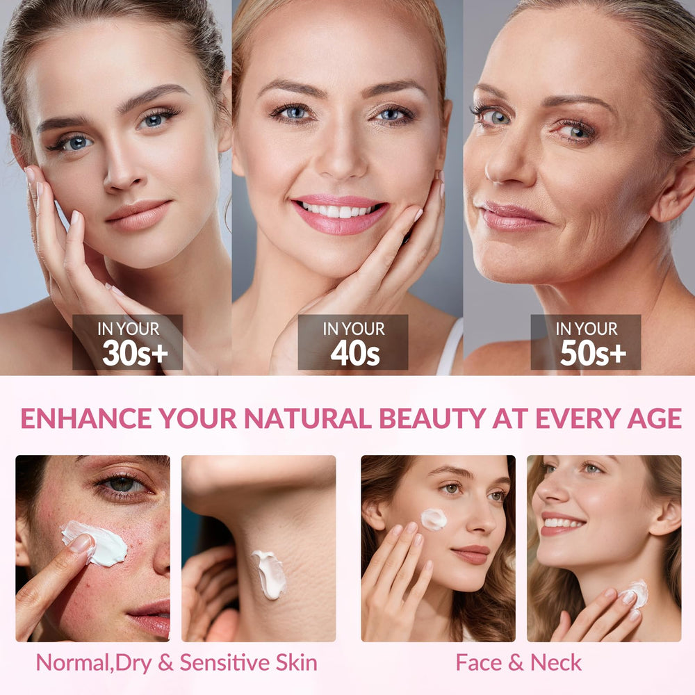 VicGFHS neck firming cream swirl on face demonstrates dual-use benefits for facial care