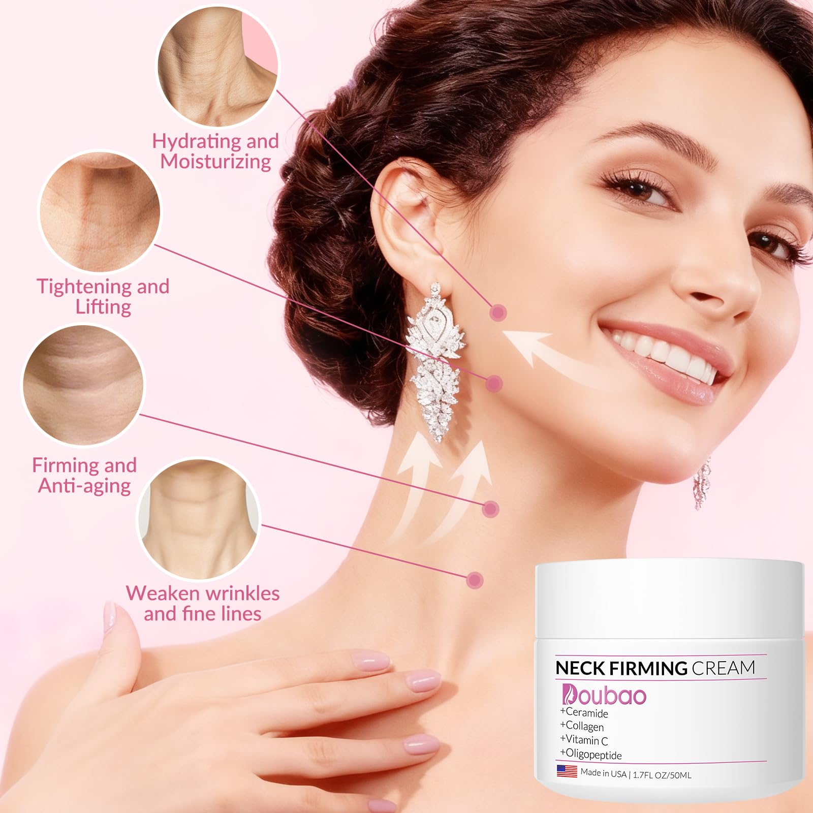 VicGFHS neck firming cream USA-made label signals quality and safety