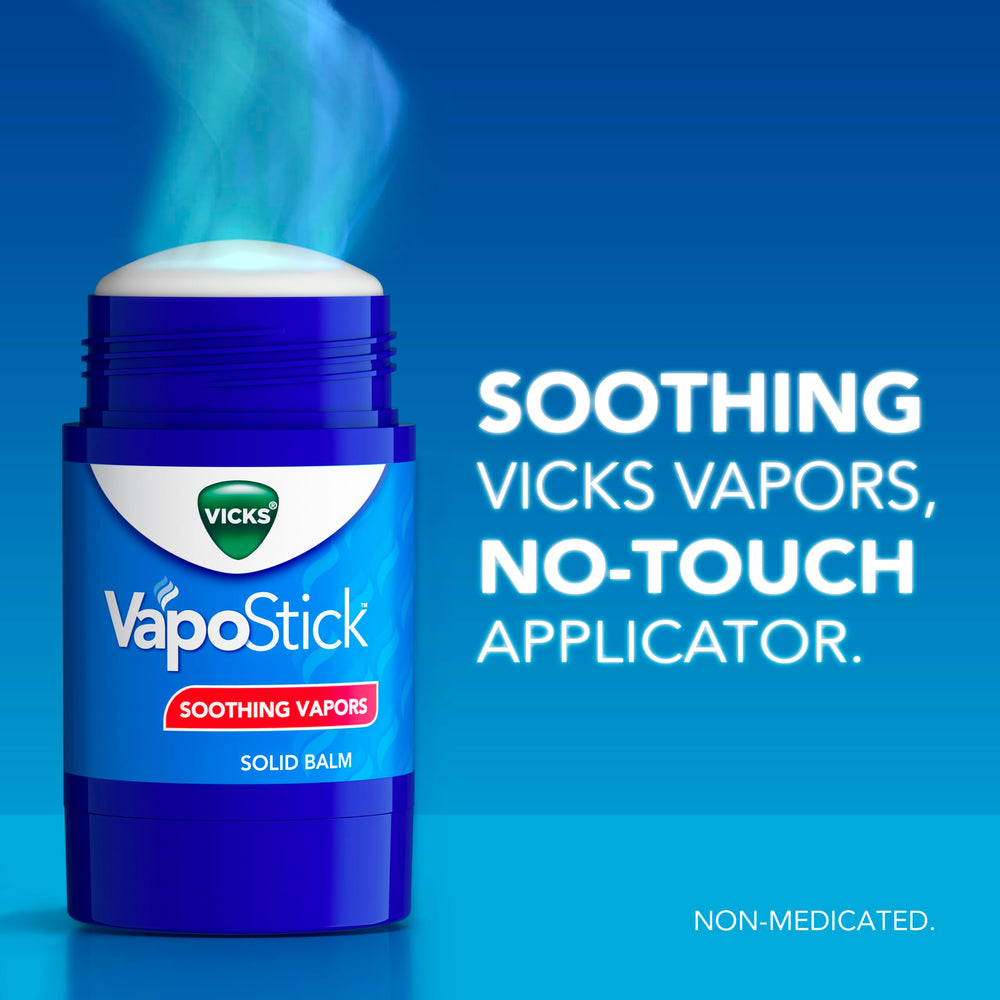 Vicks VapoStick on the neck provides a soothing, non-greasy feel.