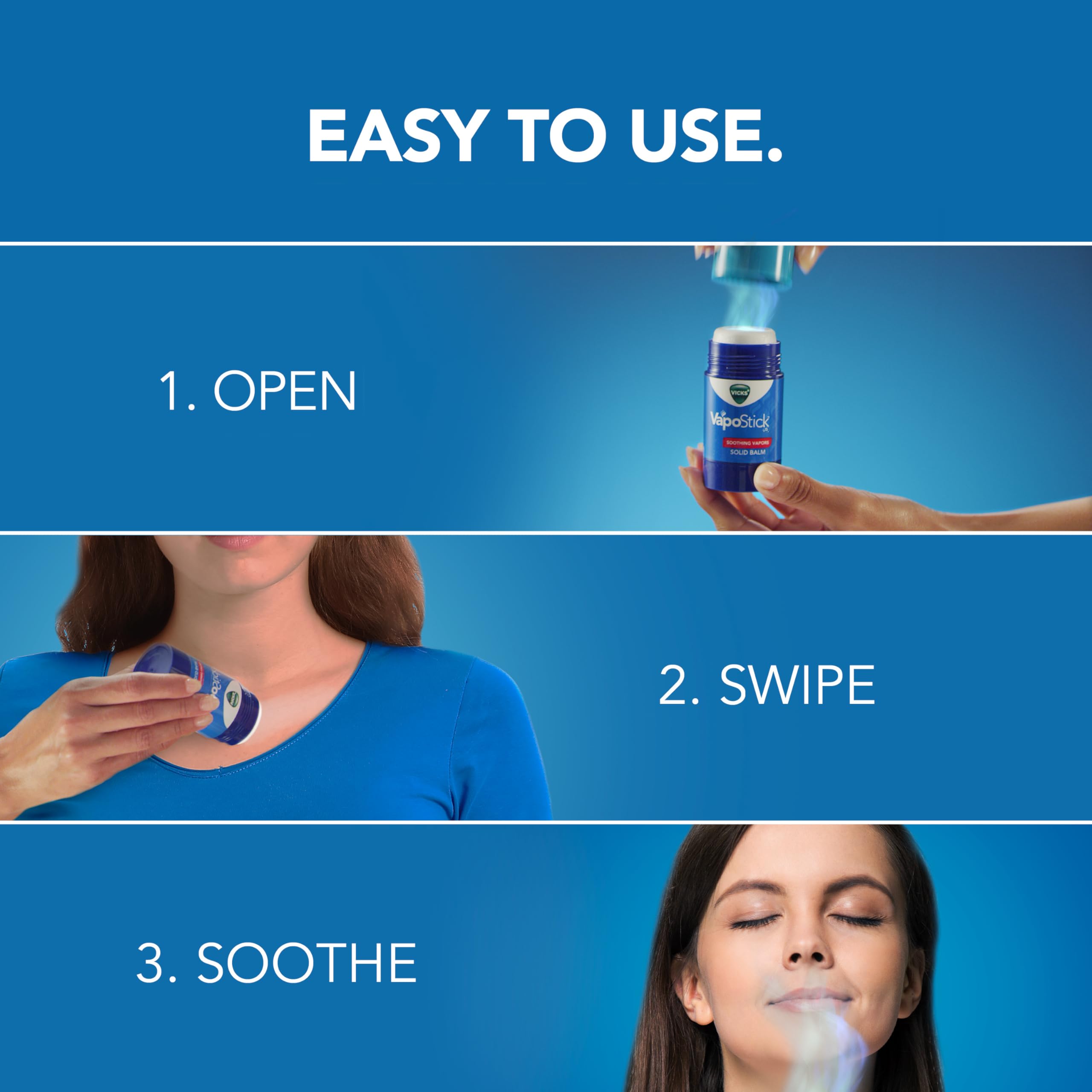 Vicks VapoStick offers a no-touch application that keeps hands clean.