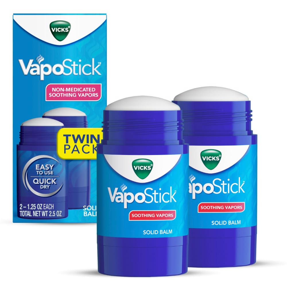 Vicks VapoStick packaging for on-the-go, mess-free relief.