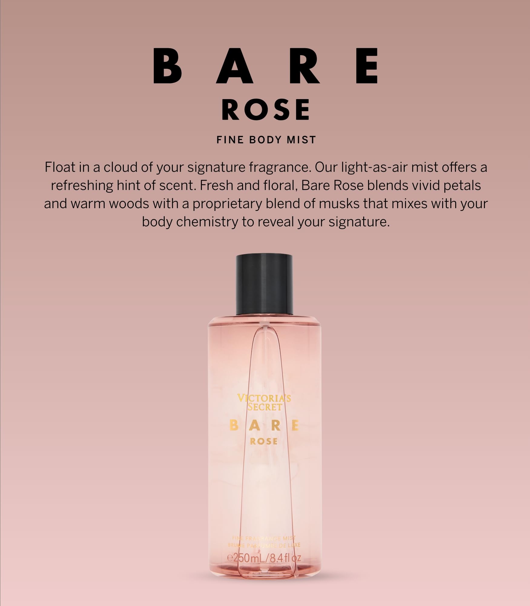 Bare Rose fragrance mist spray in action delivers quick refresh throughout the day.