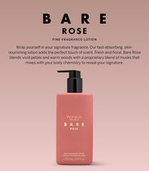 Bare Rose lotion showcases Rosa Centifolia note and sheer woods for a refined fragrance