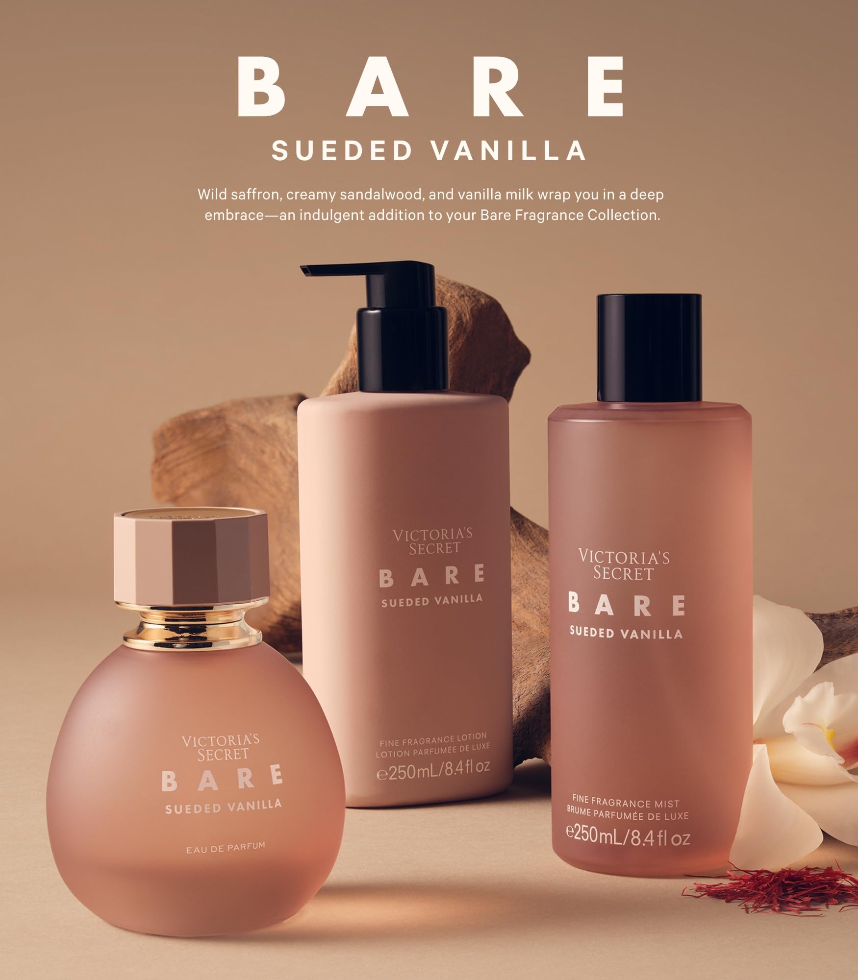 Victoria's Secret Bare Sueded Vanilla EDP packaging shows long-lasting fragrance.