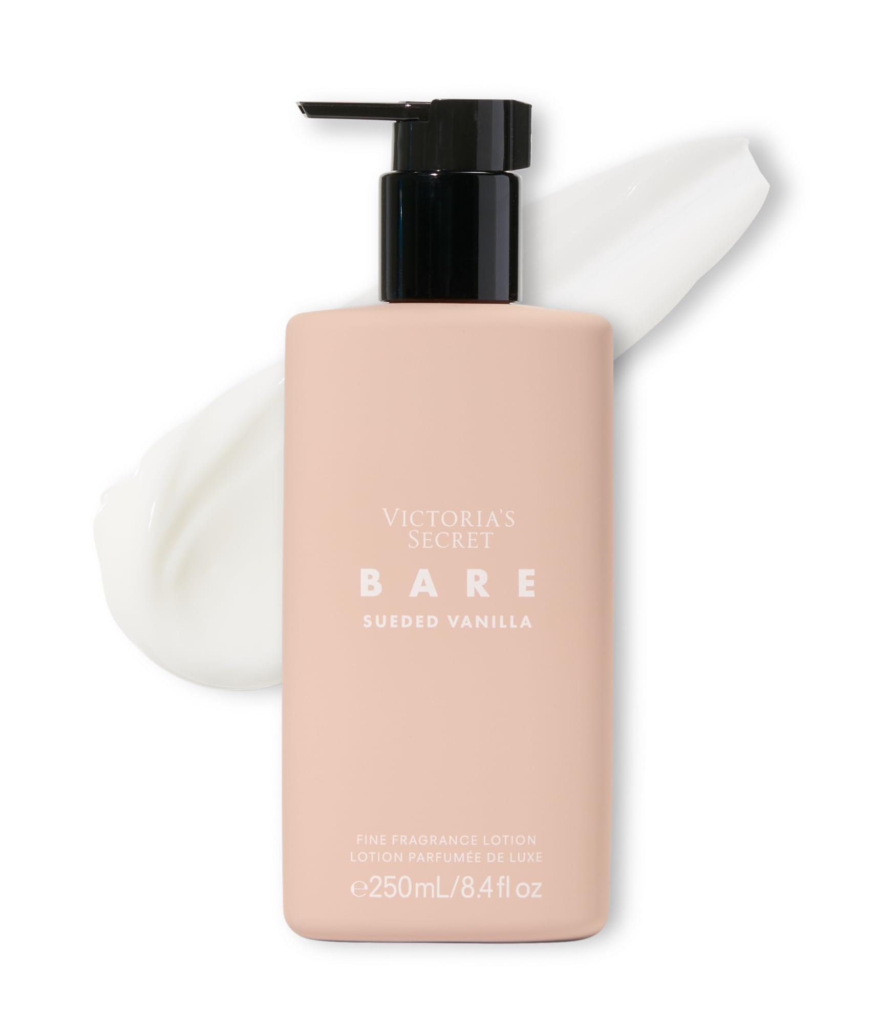 Victoria's Secret Bare Sueded Vanilla lotion bottle front for quick hydration and warm vanilla aroma