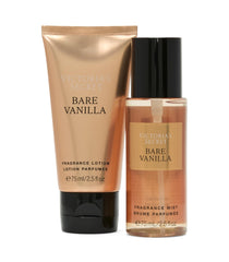 Victoria's Secret Bare Vanilla mini bottles, travel-friendly duo for portable scent layering.