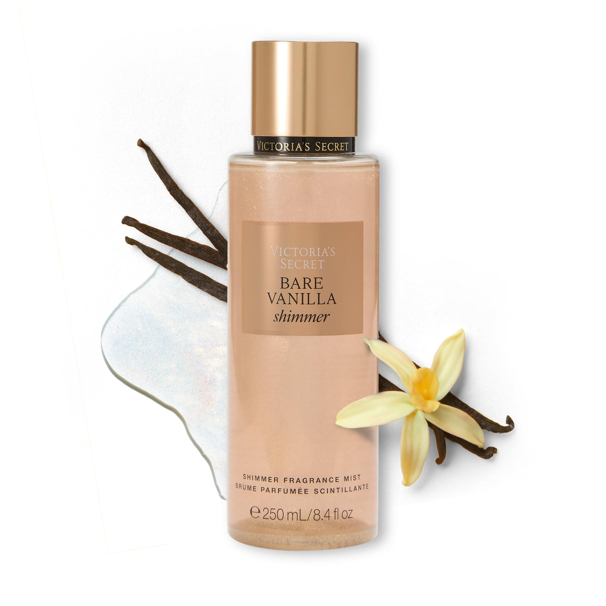 Victoria's Secret Bare Vanilla Shimmer Mist bottle with warm vanilla scent and glow