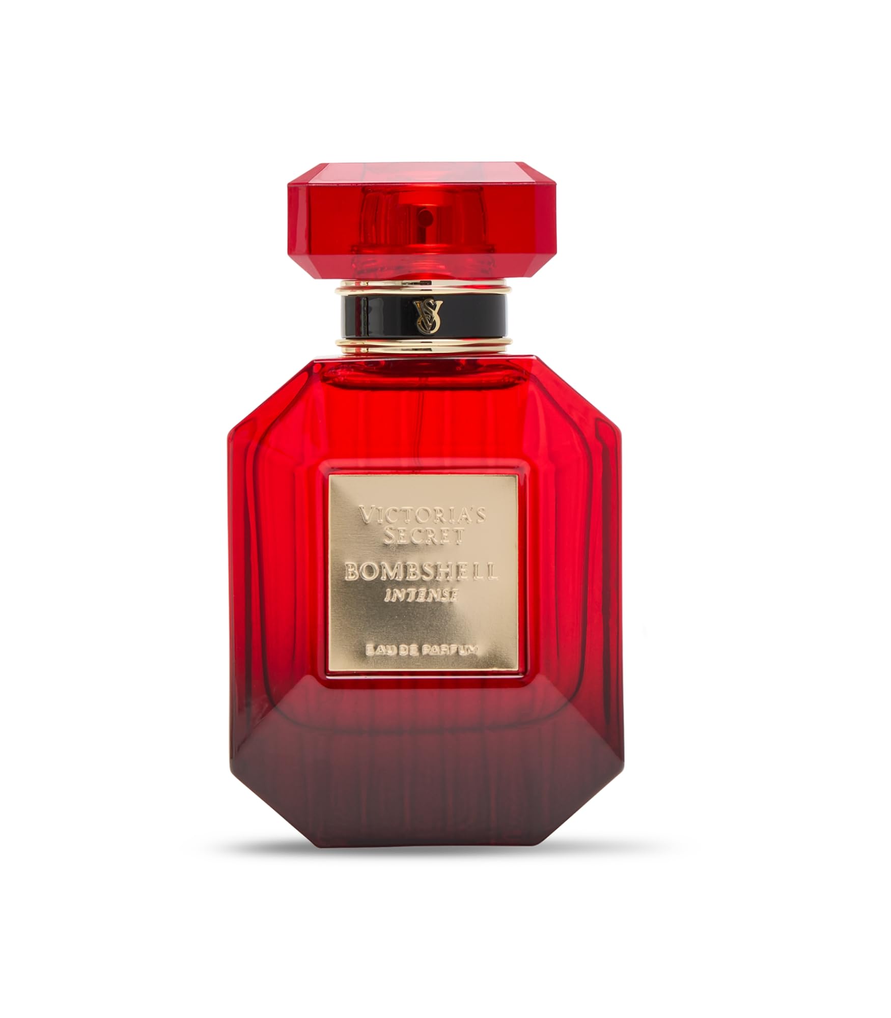Victoria's Secret Bombshell Intense bottle close-up with luxurious cap, ideal for gifting.