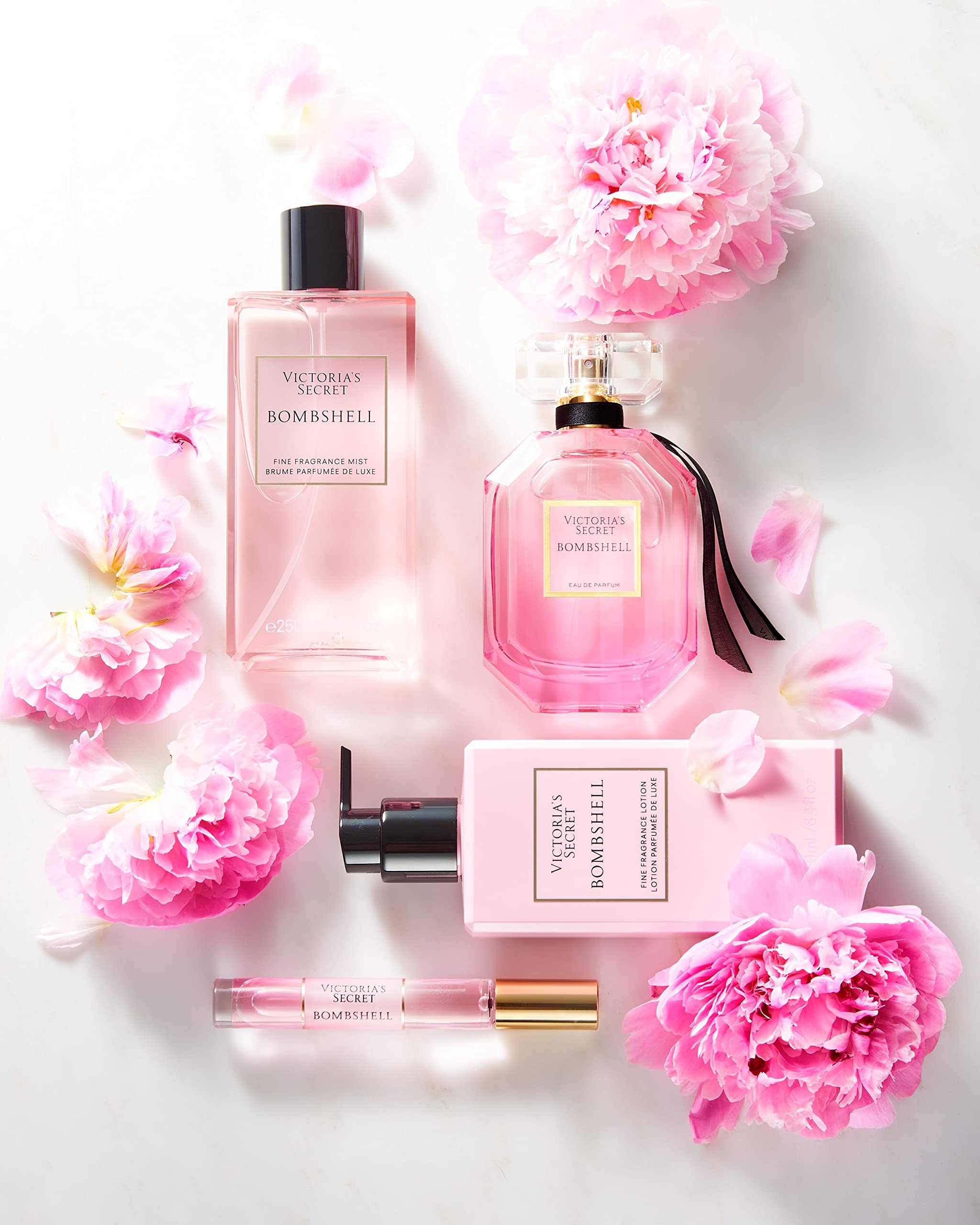 Victoria's Secret Bombshell lotion texture close-up shows fast-absorbing formula