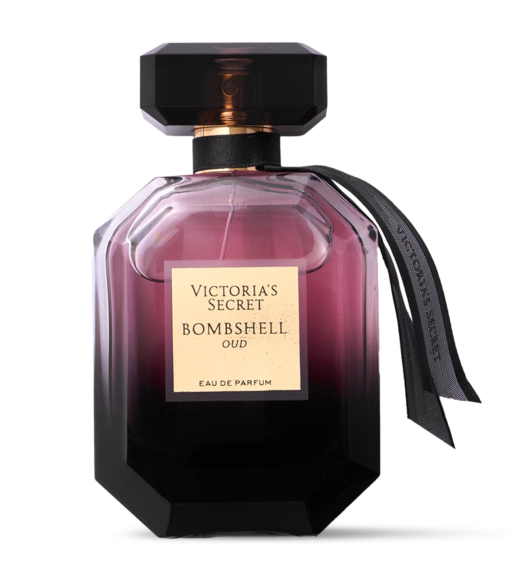 Victoria's Secret Bombshell Oud pink saffron glow image suggests vibrant, long-lasting scent.
