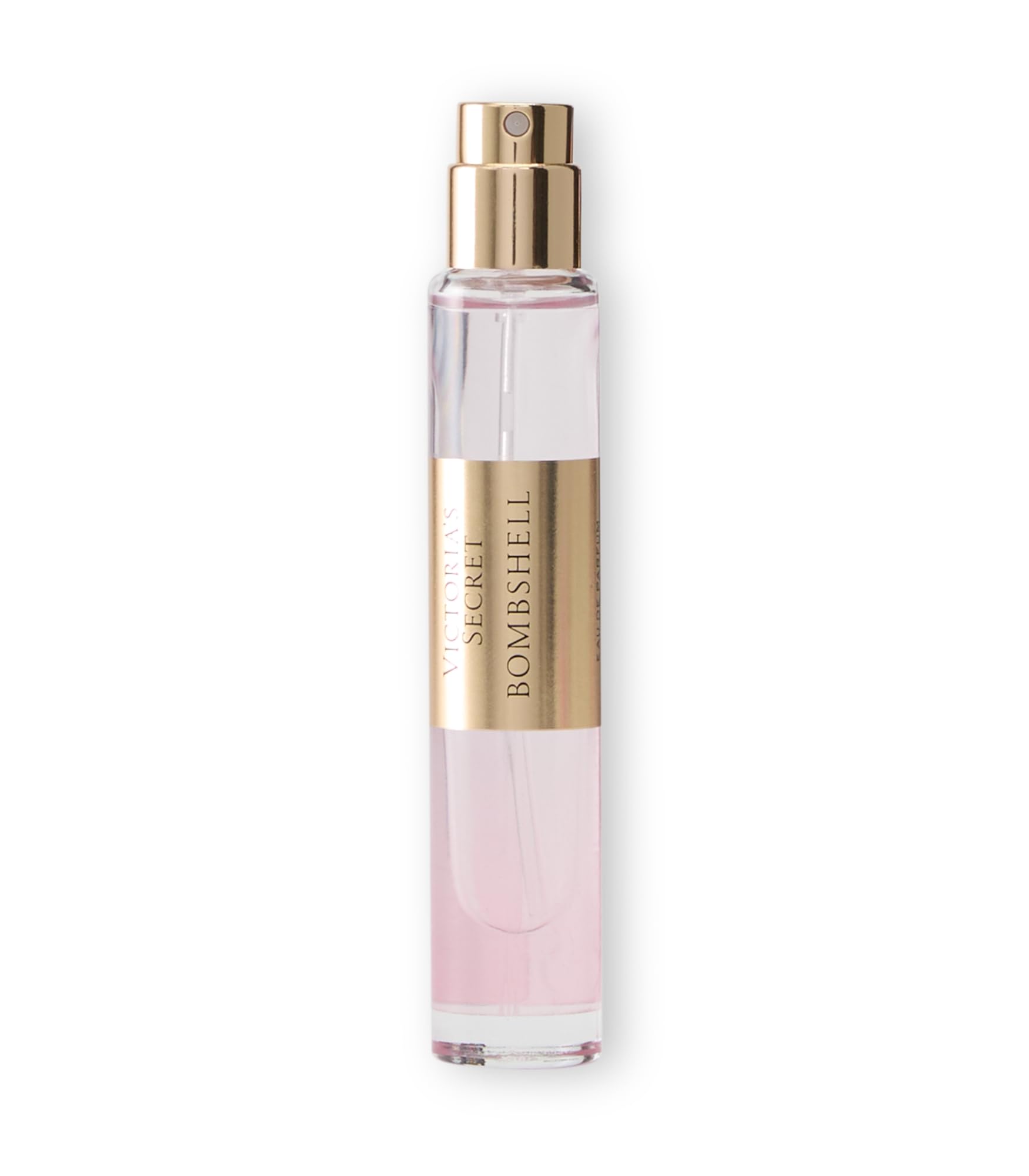 Victoria's Secret Bombshell travel spray pocket-size bottle enables purse-ready fragrance.