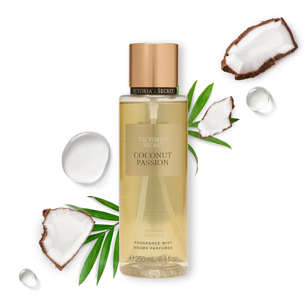 Victoria's Secret Coconut Passion bottle close-up for daily refresh with island coconut notes.