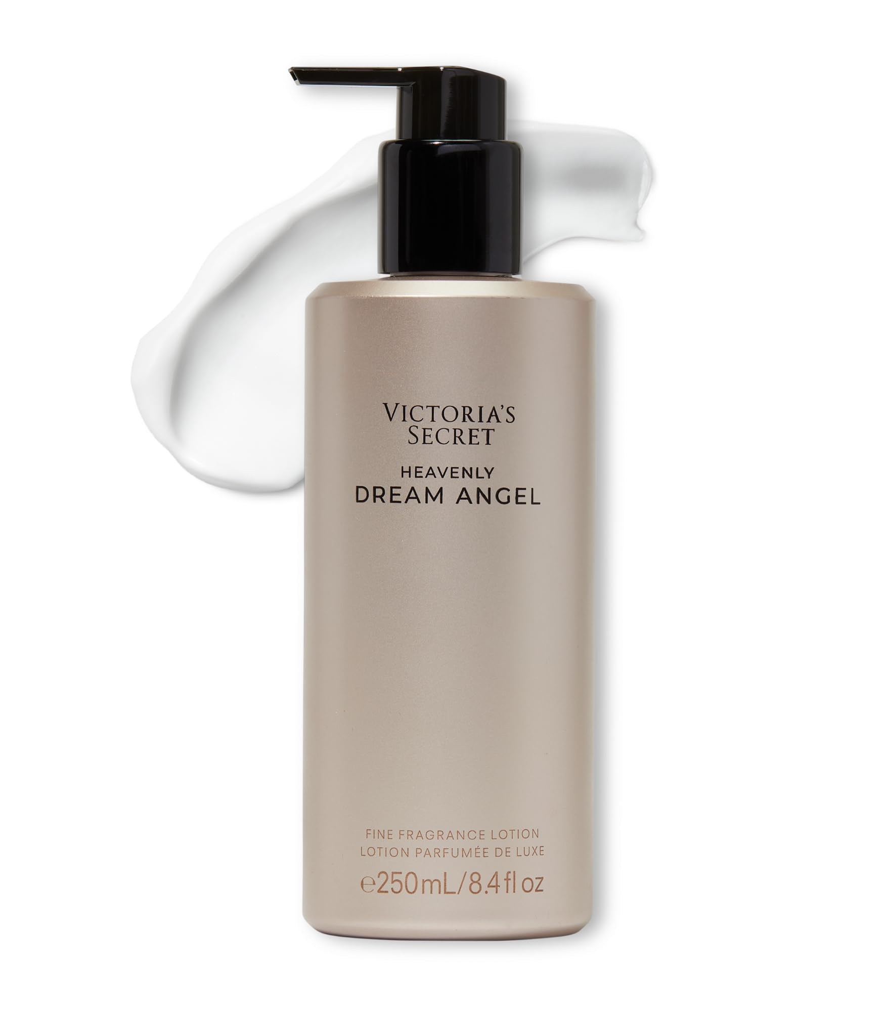 Victoria's Secret Dream Angel fragrance lotion bottle with woody gourmand scent and daily hydration