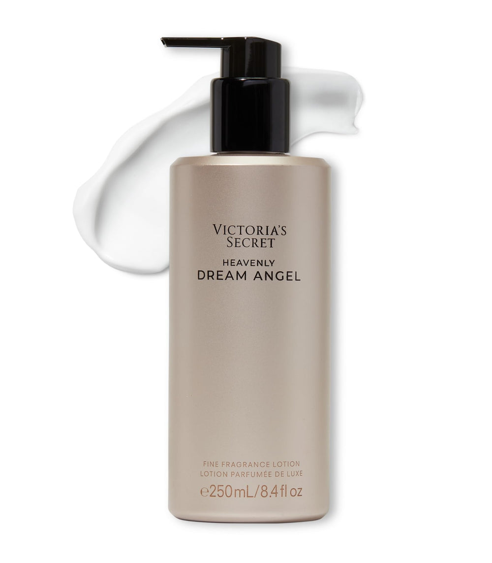 Victoria's Secret Dream Angel fragrance lotion bottle with woody gourmand scent and daily hydration