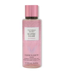Victoria's Secret Fashion Show Iconic Glam Shimmer fragrance mist front bottle for radiant everyday sparkle.