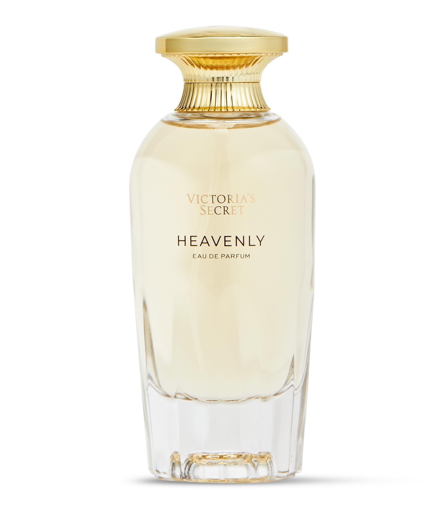 Victoria's Secret Heavenly gold musk note close-up emphasizing warm mood.