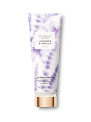 Victoria's Secret Lavender Vanilla body lotion bottle delivering silky hydration.