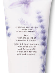 Victoria's Secret Lavender Vanilla label close-up highlighting fragrance notes.