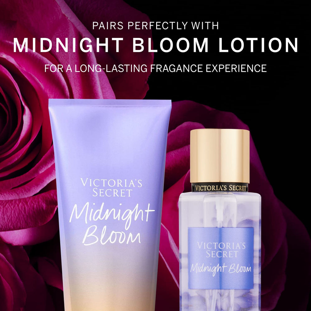 Victoria's Secret Midnight Bloom mist applied to pulse points for daily wear.