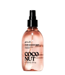 Victoria's Secret PINK Coconut Hair & Body Mist bottle front for daily hydration and scent.