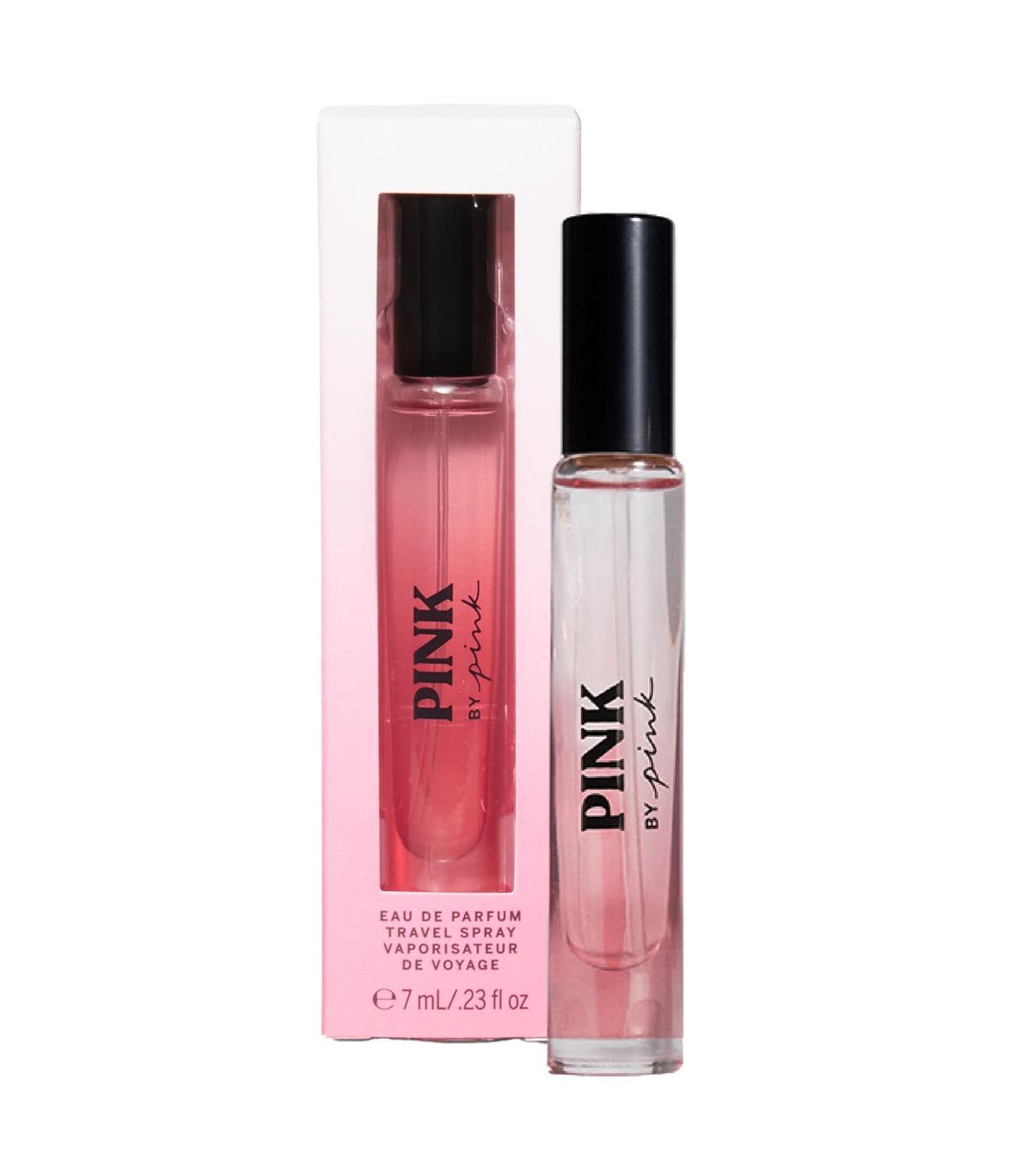 Victoria's Secret Pink Eau de Parfum travel spray bottle for on-the-go scent anywhere.