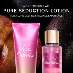 Victoria's Secret Pure Seduction fragrance mist application showing on skin.