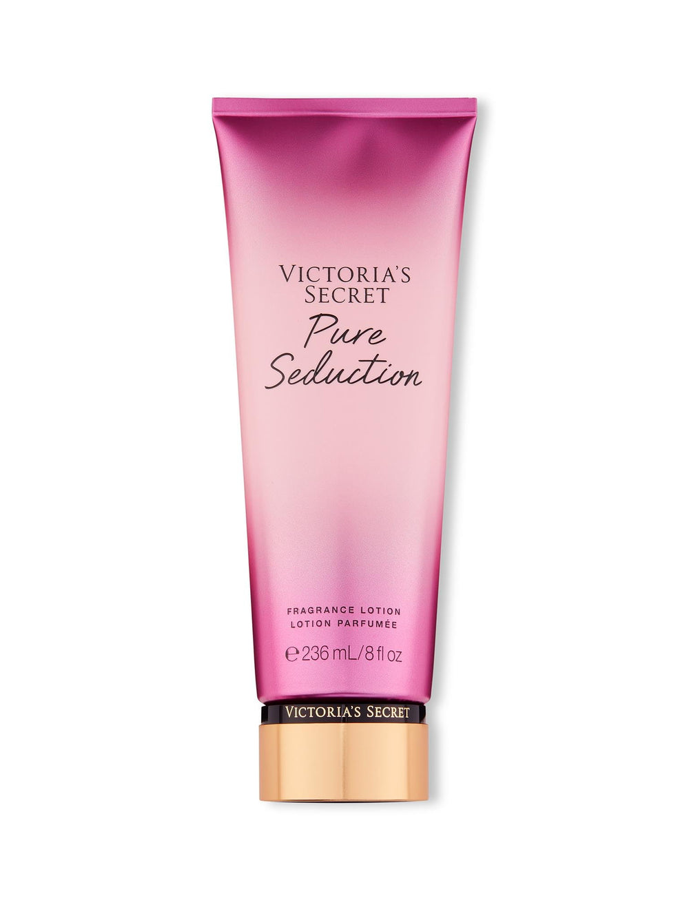 Victoria's Secret Pure Seduction lotion bottle showing fruity plum and freesia scent