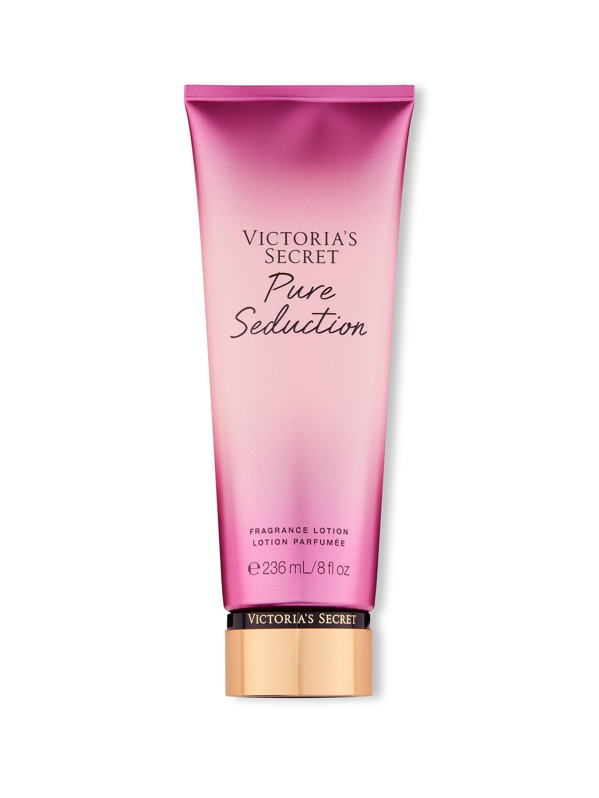 Victoria's Secret Pure Seduction lotion bottle showing fruity plum and freesia scent