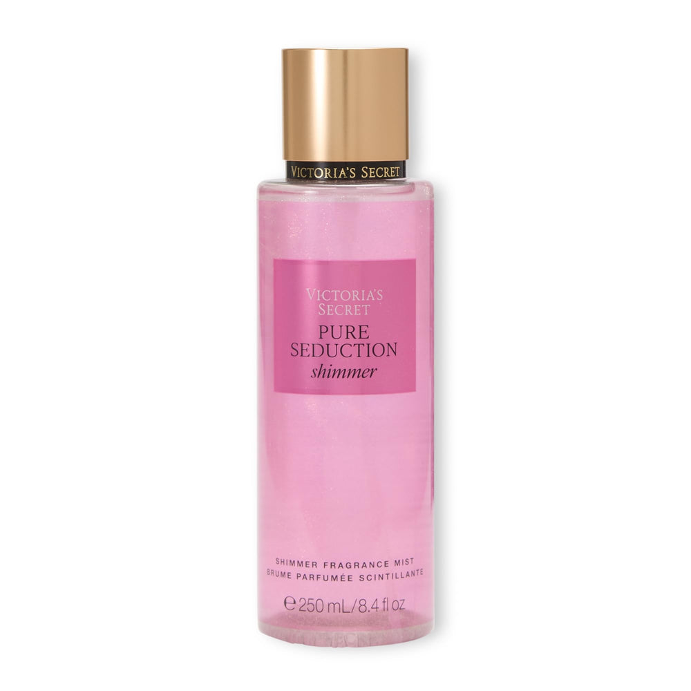 Victoria's Secret Pure Seduction Shimmer bottle closeup highlighting fruity floral notes for everyday wear.