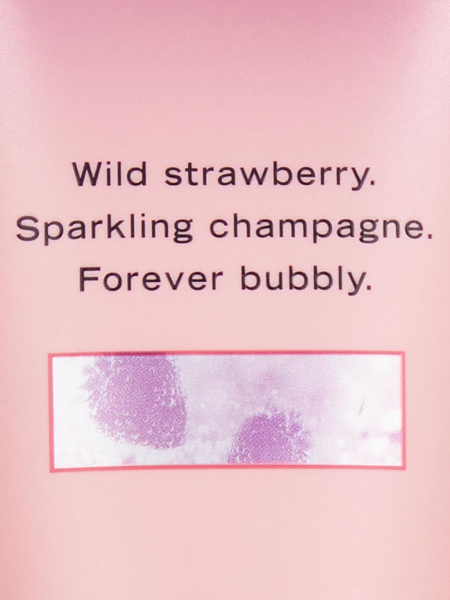 Victoria's Secret Strawberries & Champagne lotion cap showcases chic on-the-go scent