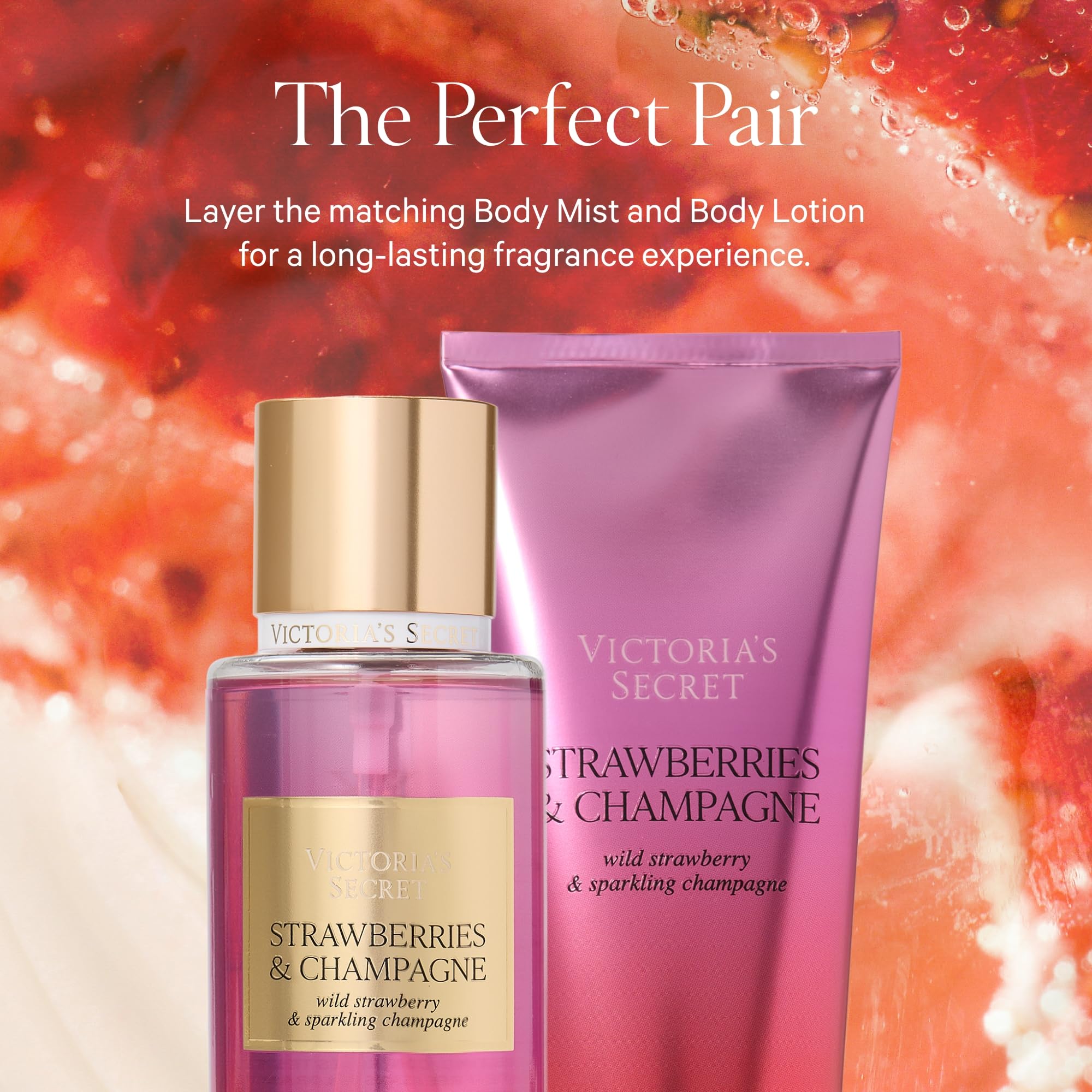 Victoria's Secret Strawberries and Champagne mist display on shelf invites a try.