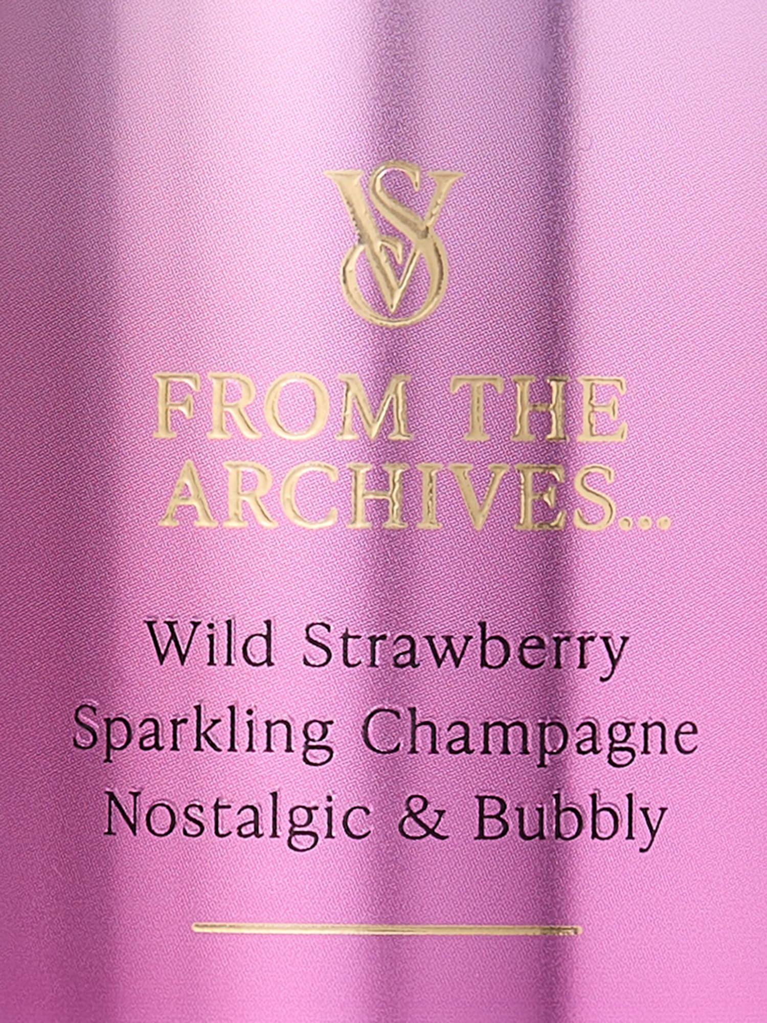 Victoria's Secret Strawberries and Champagne mist packaging highlights chic design.