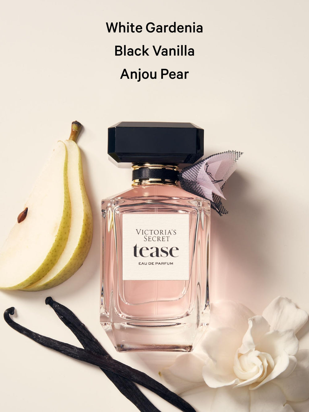 Victoria's Secret Tease notes show white gardenia and pear warmth, a gourmand allure