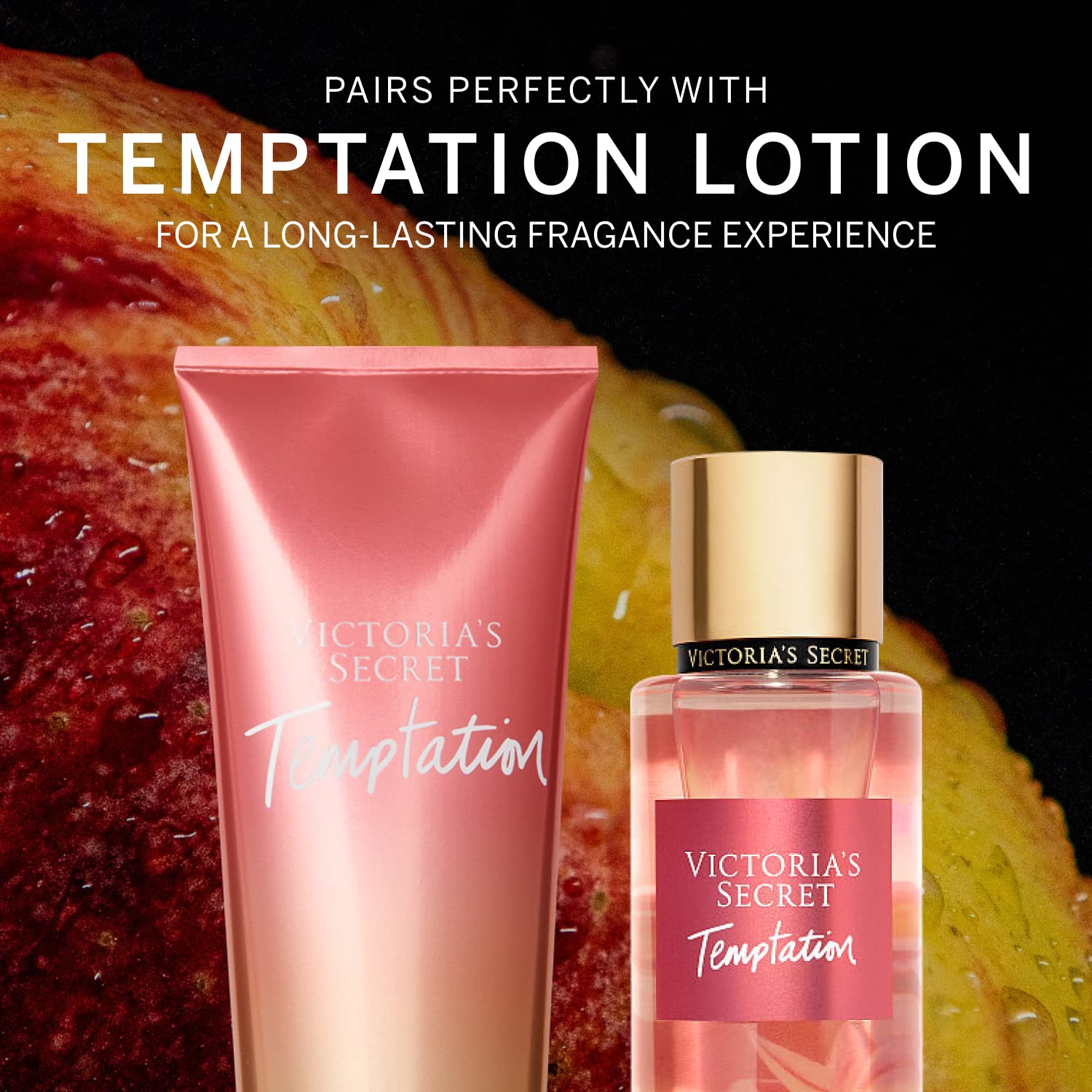 Victoria's Secret Temptation Mist spray application close-up