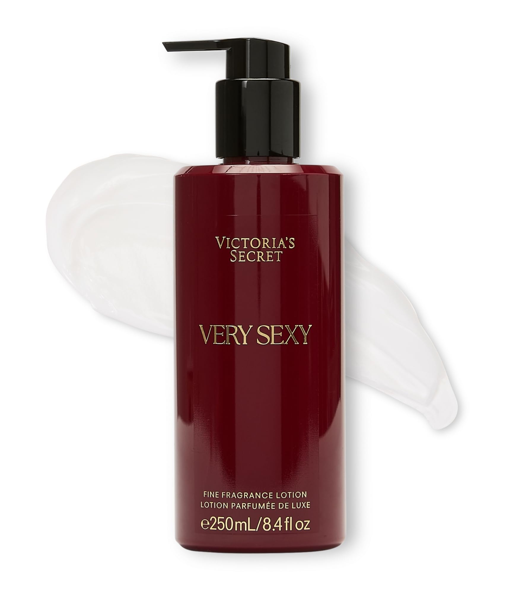 Victoria's Secret Very Sexy lotion bottle front with luxe packaging and warm glow