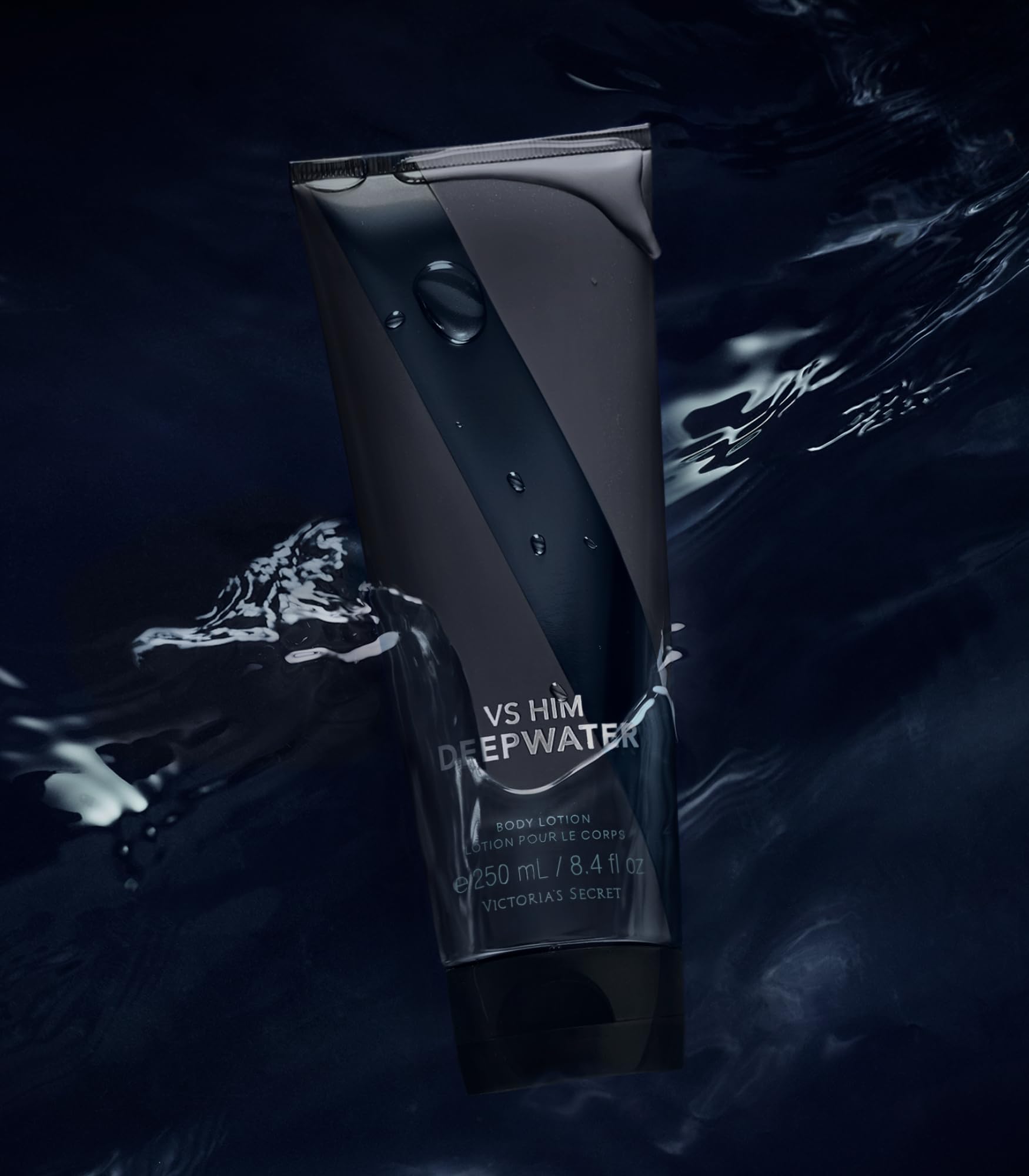 Victoria's Secret VS Him Deepwater lotion application being massaged onto skin.