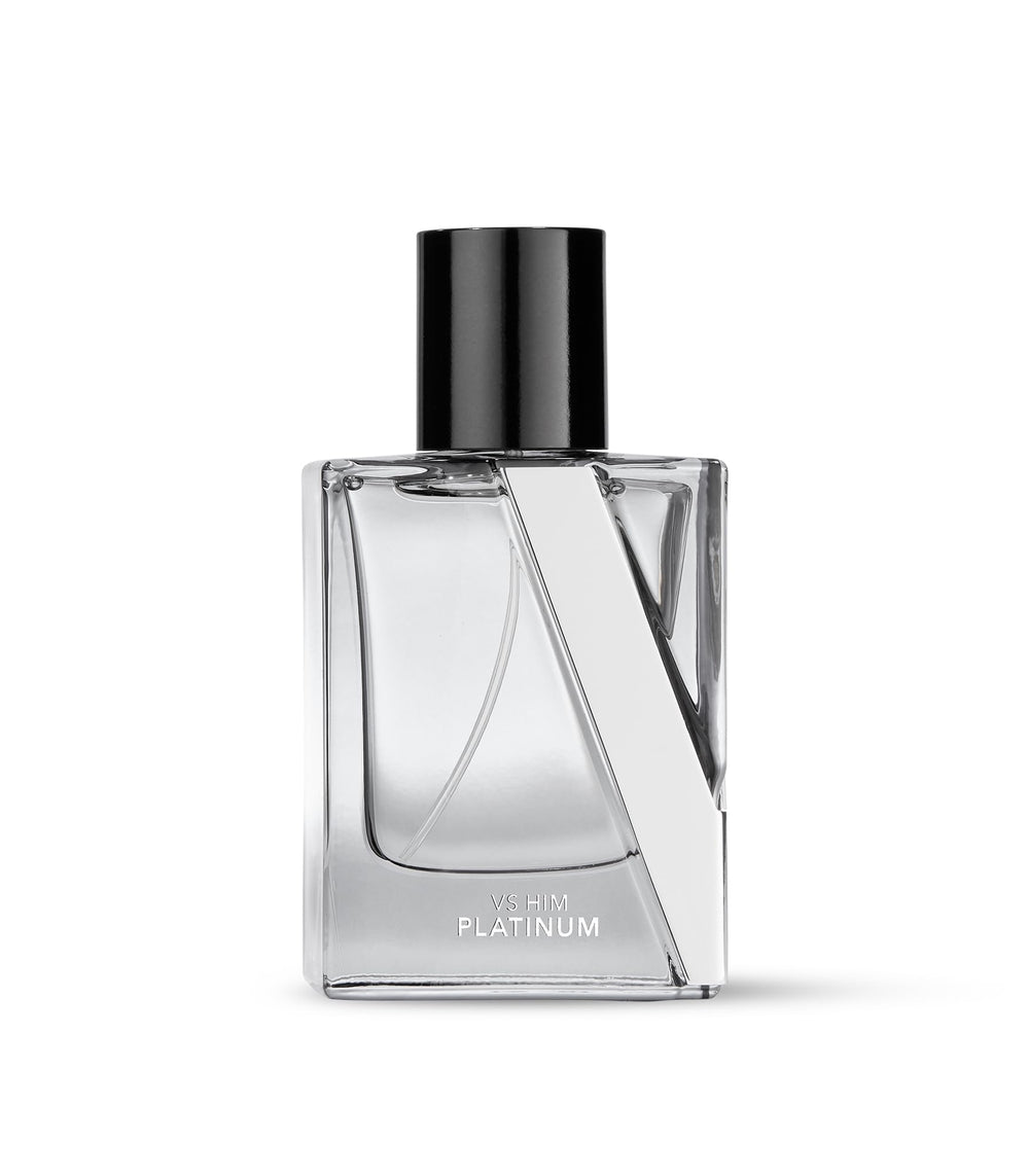 Victoria's Secret VS Him Platinum packaging box showcases sleek branding for gift-ready presentation.