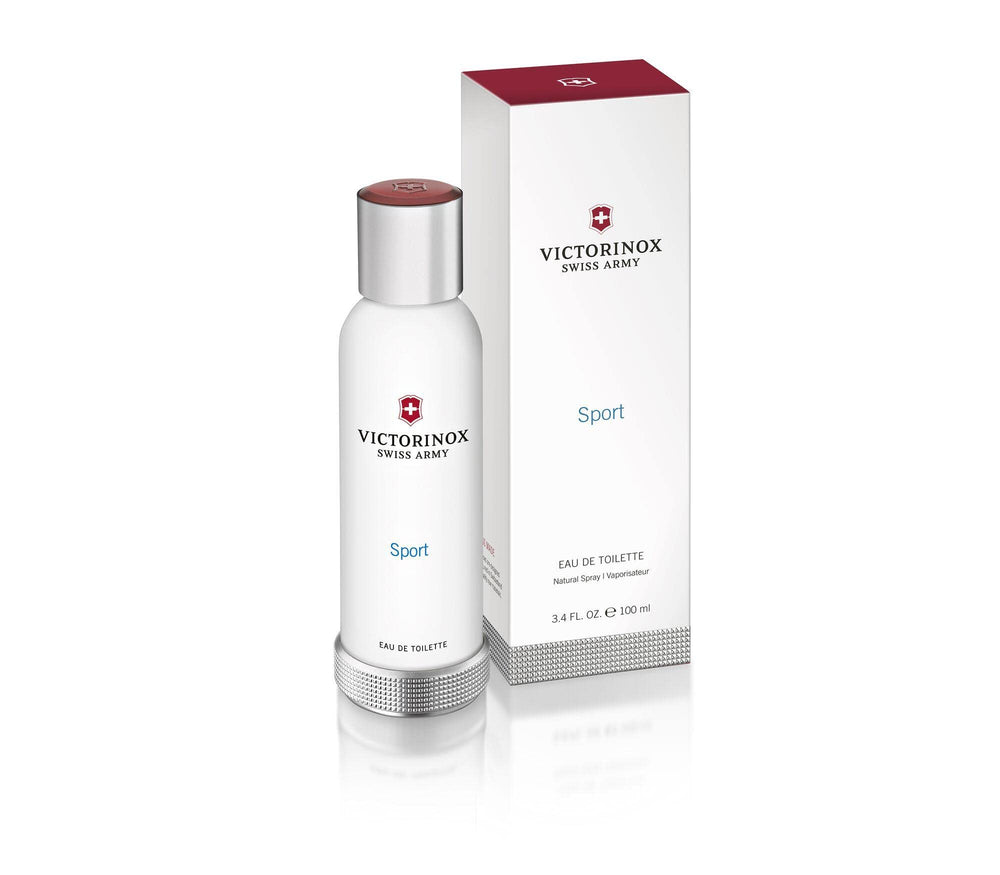 Victorinox Swiss Army Sport EDT bottle front conveys crisp daytime freshness for daily wear.