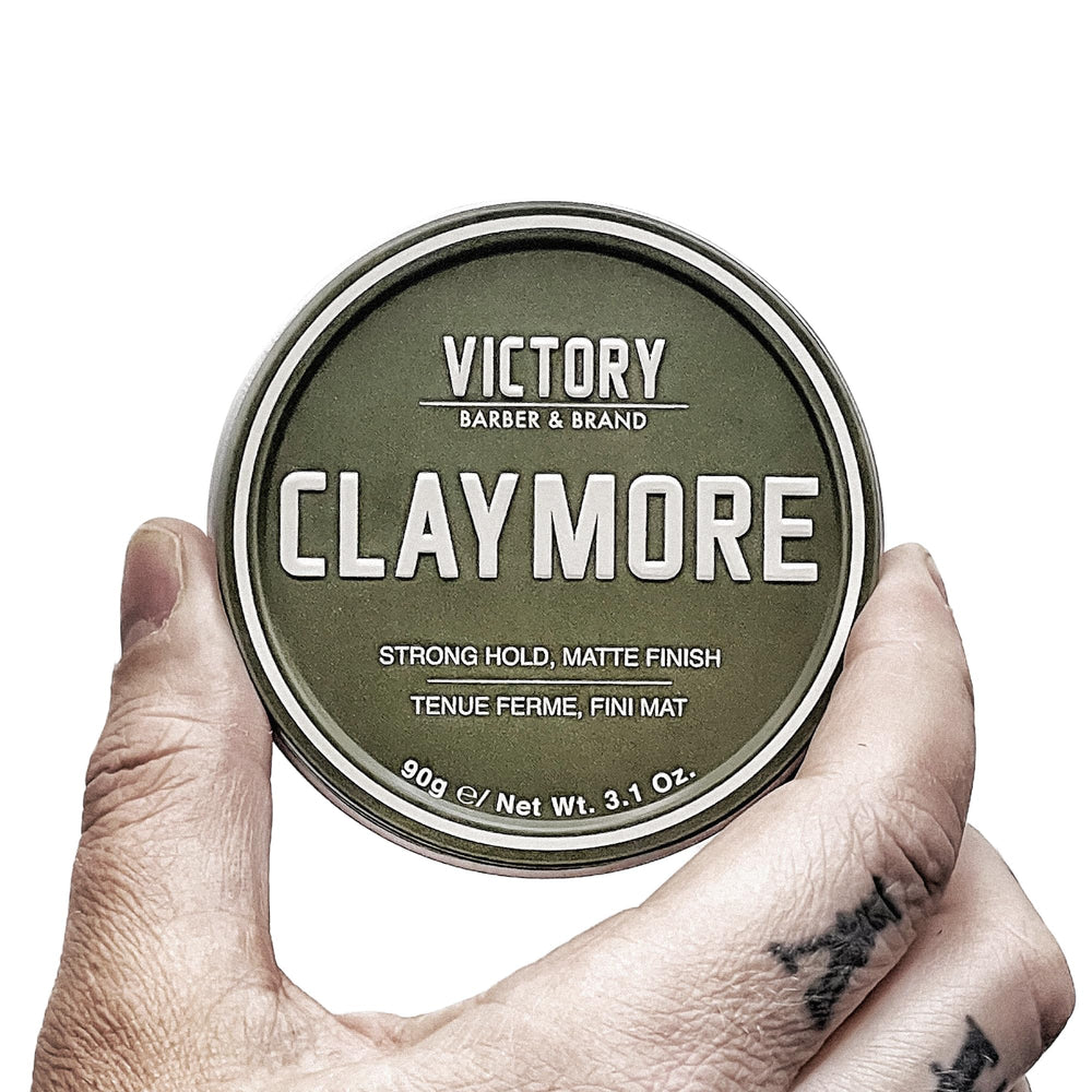 Close-up of Claymore container highlighting branding