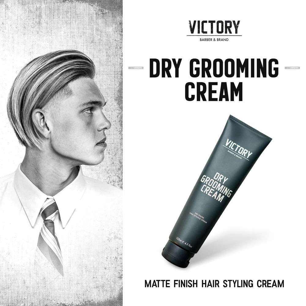 Victory Dry Grooming Cream application demonstrates easy, flexible styling.