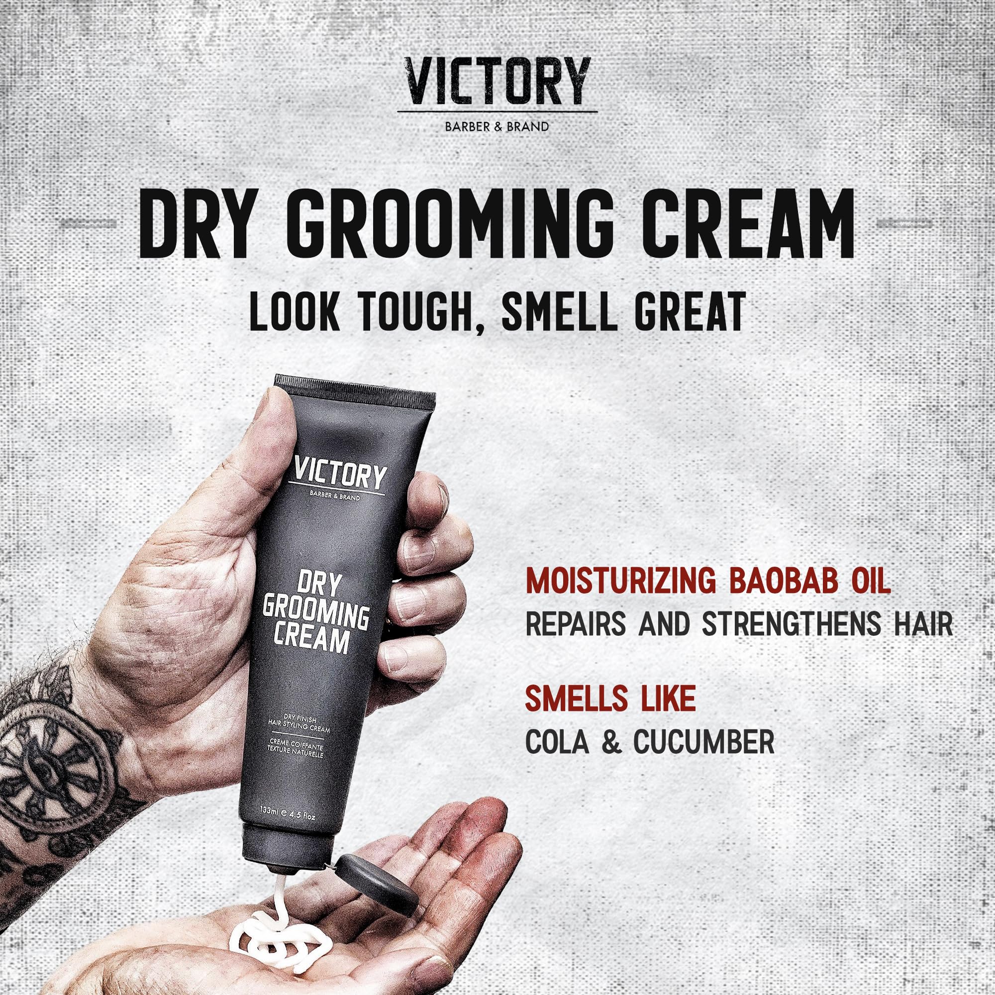 Victory Dry Grooming Cream during blow-dry for controlled volume.