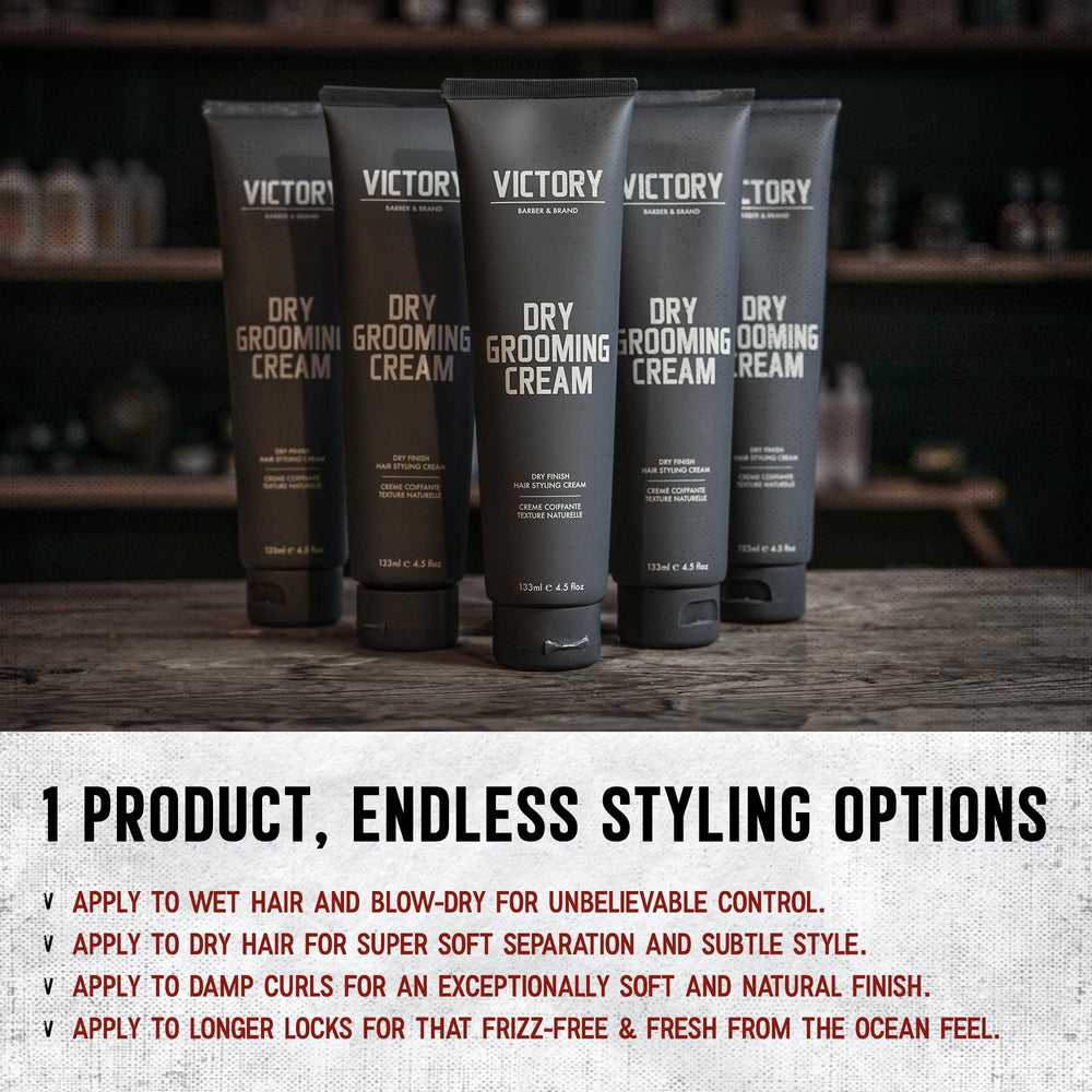Victory Dry Grooming Cream matte finish for modern texture.