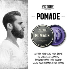 Victory Pomade application hands illustrating easy styling and control