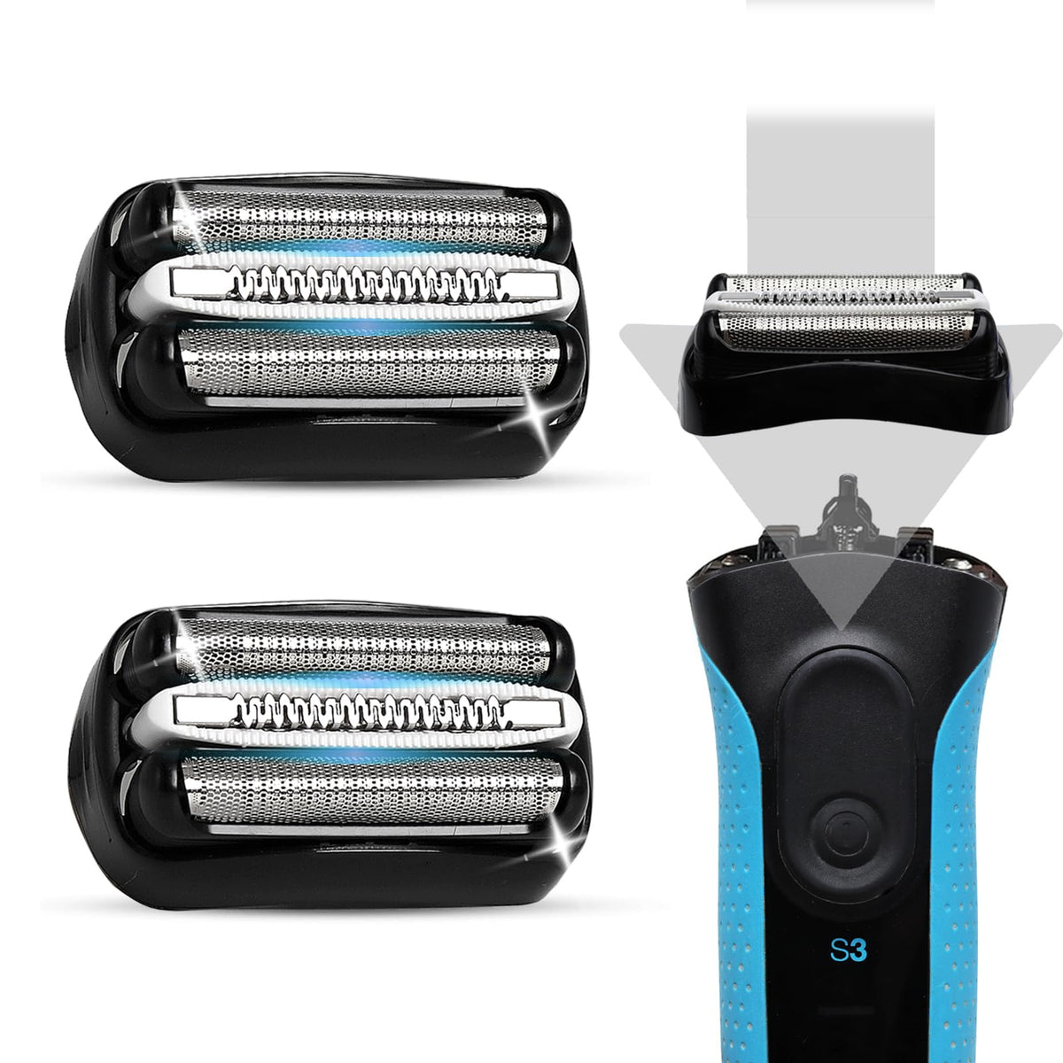 VIDSA 32B S3 replacement foil close-up shows dual-foil design for smoother shave.